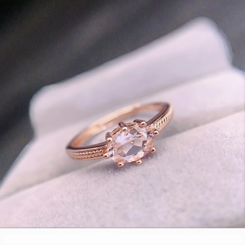 Natural Morganite Petite Oval Ring - view 2