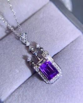 Natural Amethyst Rectangle Pendant