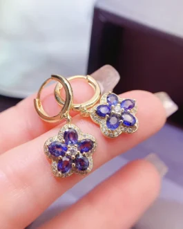 Natural Sapphire Blue Stud Earrings