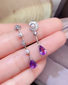 Natural Amethyst Pear Drop Earrings
