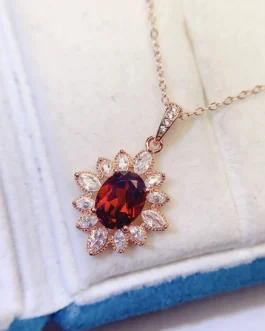 Natural Garnet Sunburst Pendant