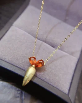 Natural Garnet Carrot Pendant
