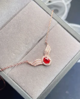 Natural Red Sapphire Chevron Pendant