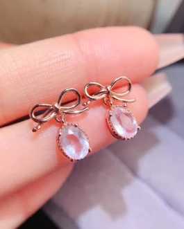 Natural Rose Quartz Bow Earrings