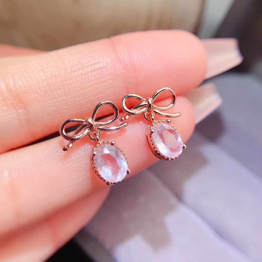 Natural Rose Quartz Bow Earrings - view 1