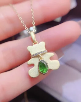 Natural Diopside Teddy Bear Pendant