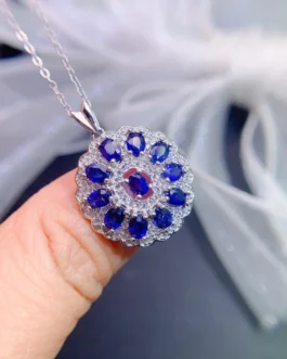 Natural Sapphire Mandala Pendant