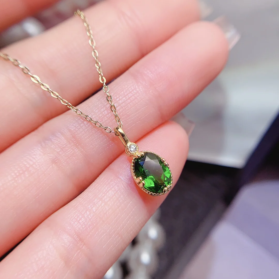 Natural Diopside Drop Pendant - view 1