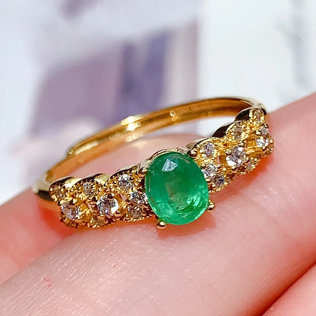Natural Emerald Wide Pavé Ring - view 3