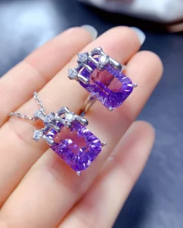 Natural Amethyst Special Cut Jewelry Set
