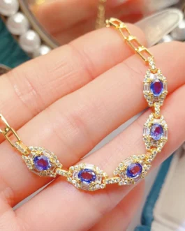 Natural Sapphire Vintage Gold Bracelet