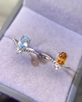Natural Citrine Topaz Oval Ring