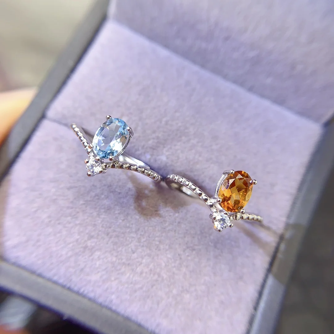 Natural Citrine Topaz Oval Ring - view 1