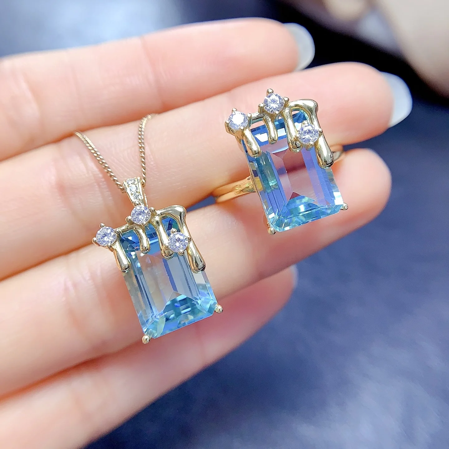 Natural Topaz Delicate Jewelry Set - view 1