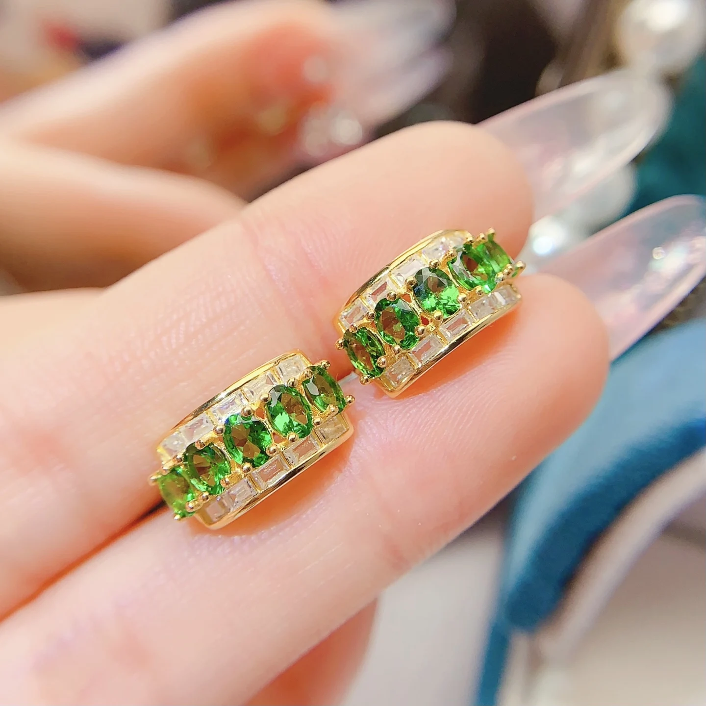 Natural Tsavorite Hoop Earrings - view 5