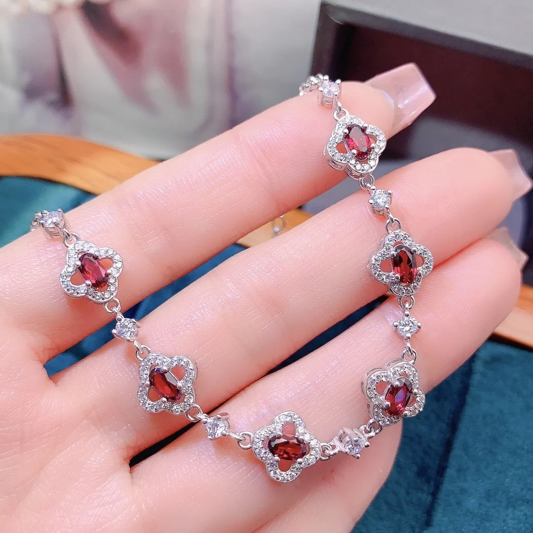 Natural Garnet Halo Bracelet - view 1