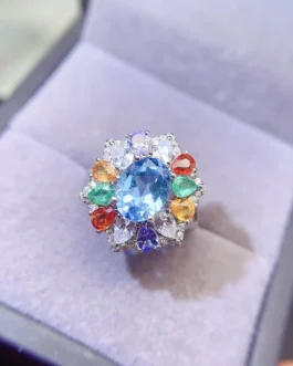 Natural Topaz Colour Cluster Ring