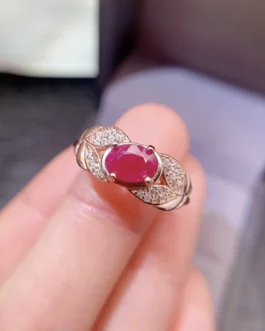 Natural Ruby Leaf Wing Ring