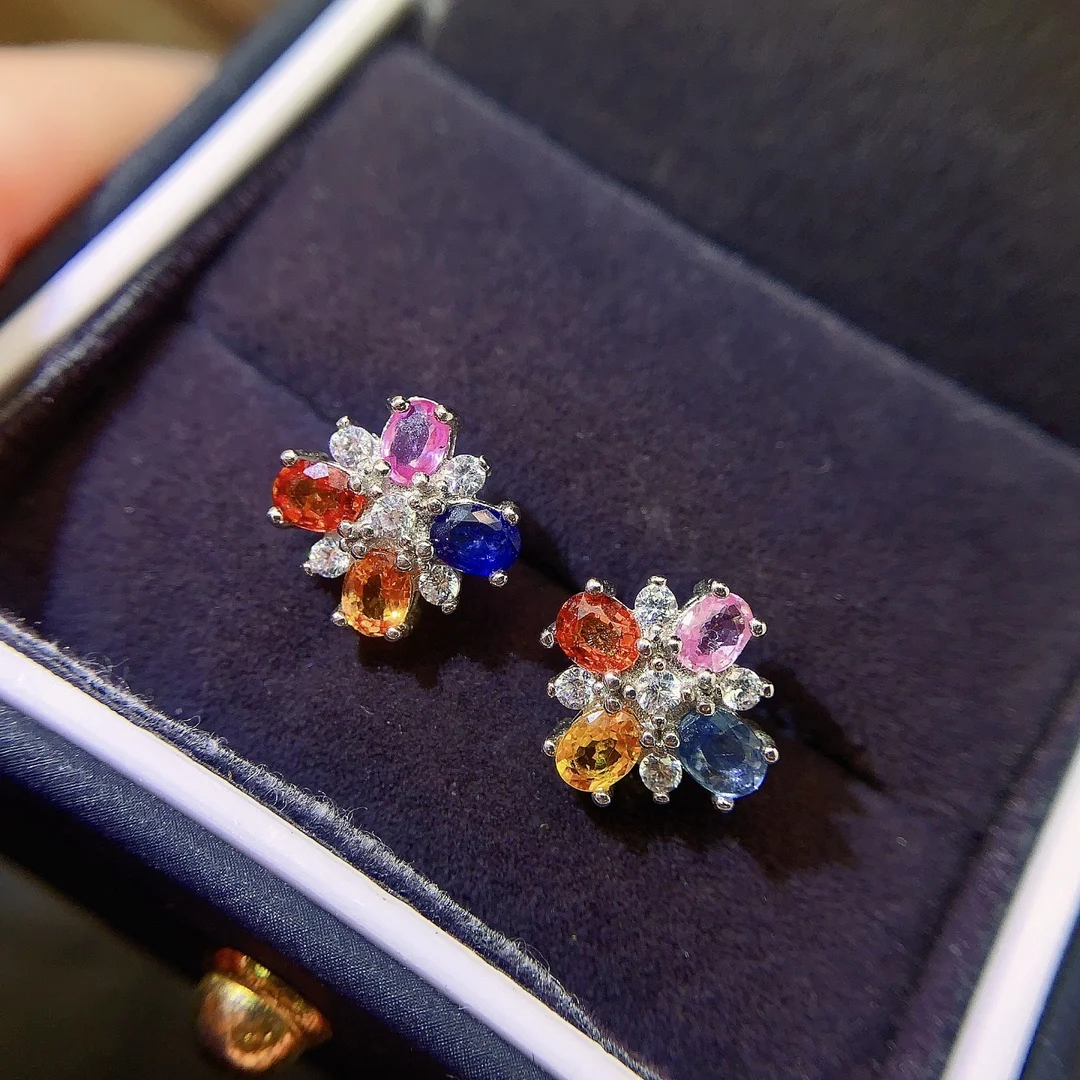Natural Sapphire Rose Earrings - view 5