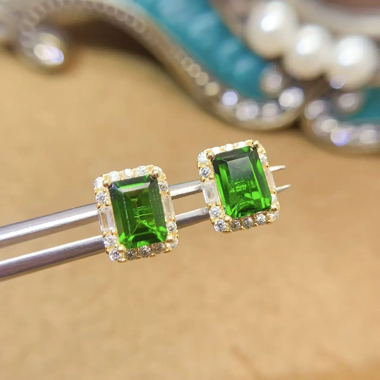 Natural Diopside Luxe Earrings - view 1