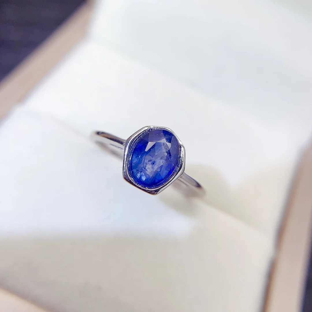 Natural Sapphire Oval Solitaire Ring - view 3