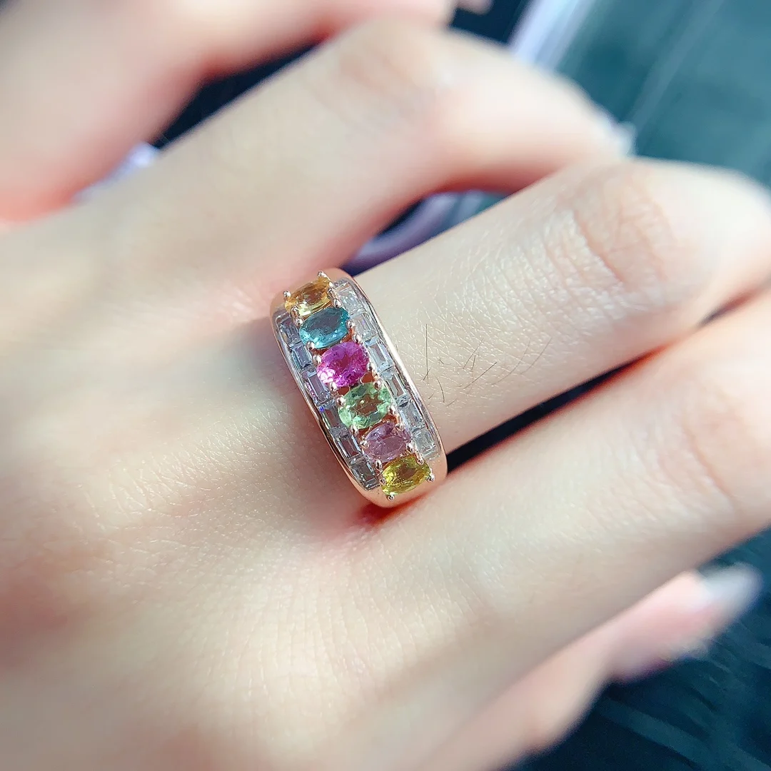 Natural Tourmaline Slim Oval Ring - view 3