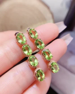 Natural Peridot Linear Drop Earrings