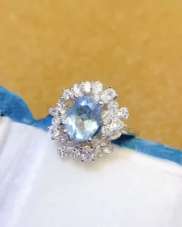 Natural Aquamarine Engagement Ring