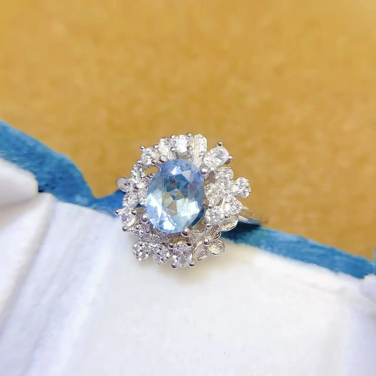 Natural Aquamarine Engagement Ring - view 1