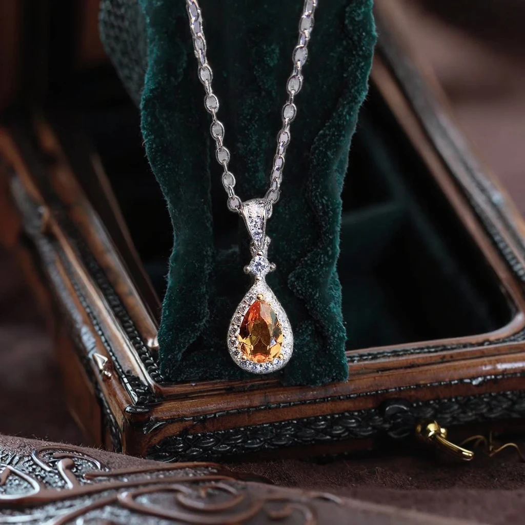 Natural Yellow Sapphire Pear Pendant - view 1