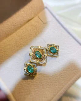 Natural Emerald Oval Jewelry Set