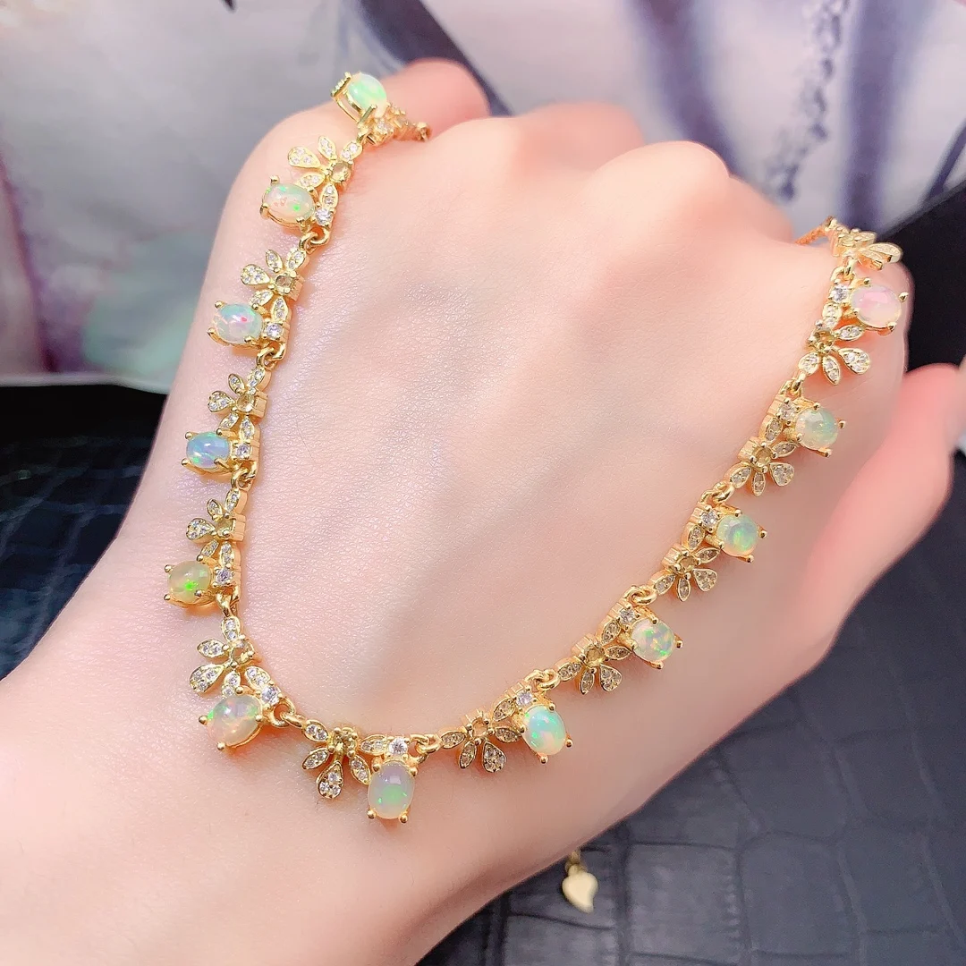 Natural Opal Station Necklace - view 1