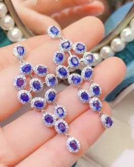 Natural Sapphire Blue Drop Earrings