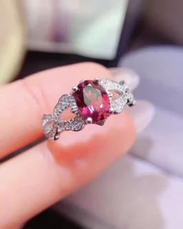 Natural Garnet Filigree Vine Ring