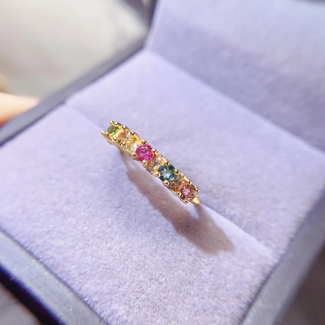 Natural Tourmaline Round Halo Ring - view 6