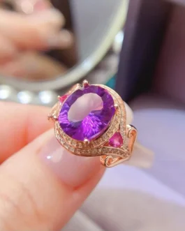 Natural Amethyst Large Oval Ring