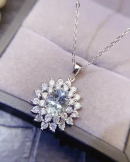 Natural Aquamarine Sunburst Pendant