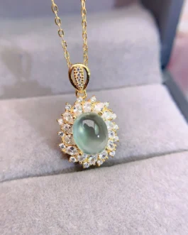 Natural Prehnite Starburst Pendant
