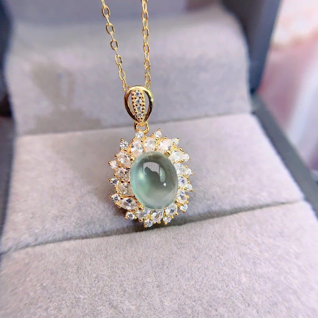 Natural Prehnite Starburst Pendant - view 2