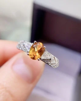 Natural Citrine Engagement Oval Ring