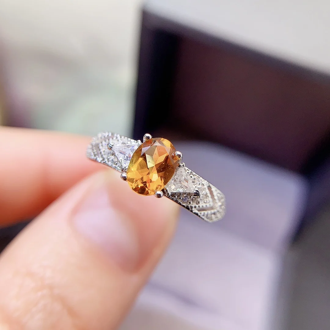 Natural Citrine Engagement Oval Ring - view 1