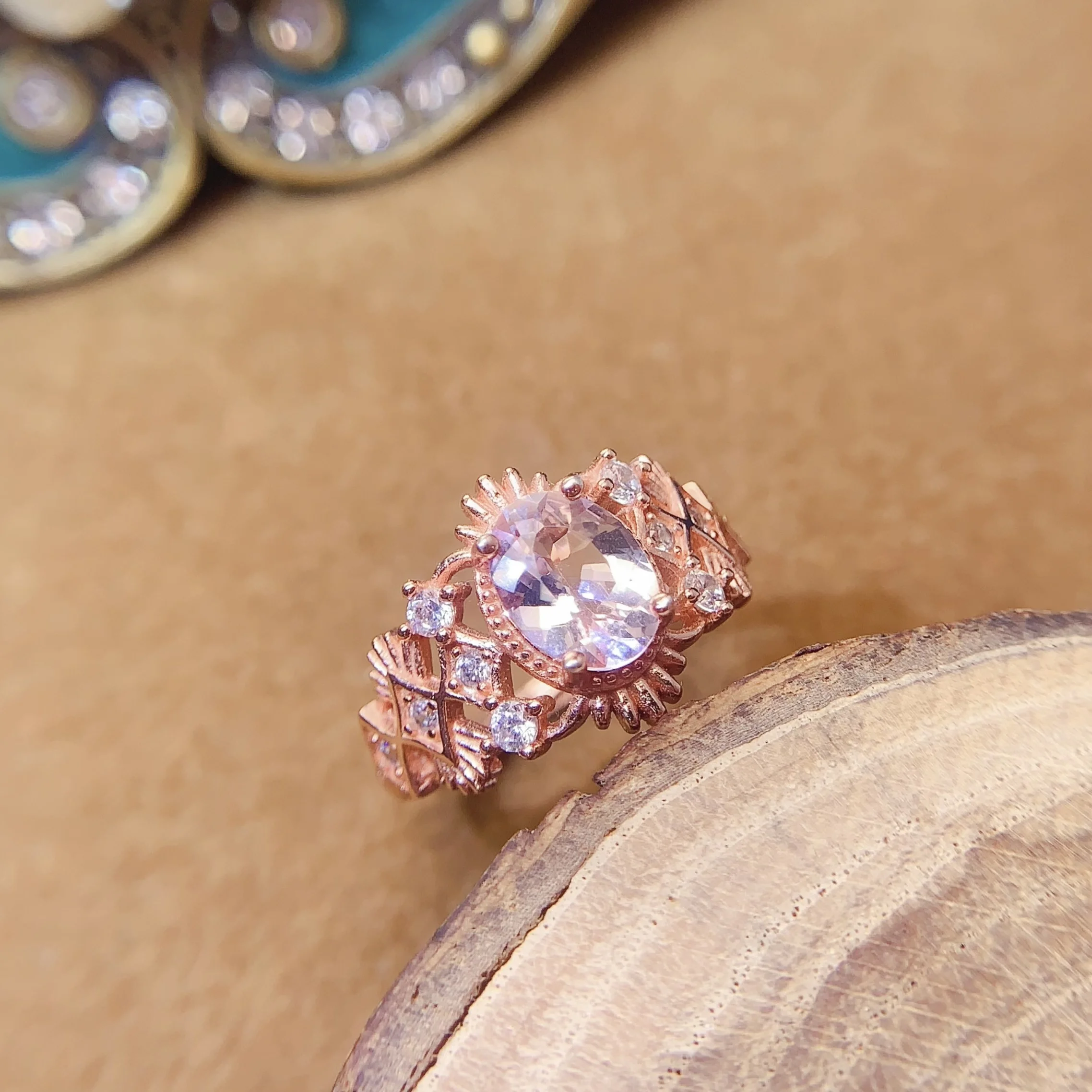 Natural Morganite Rose Gold Ring - view 5
