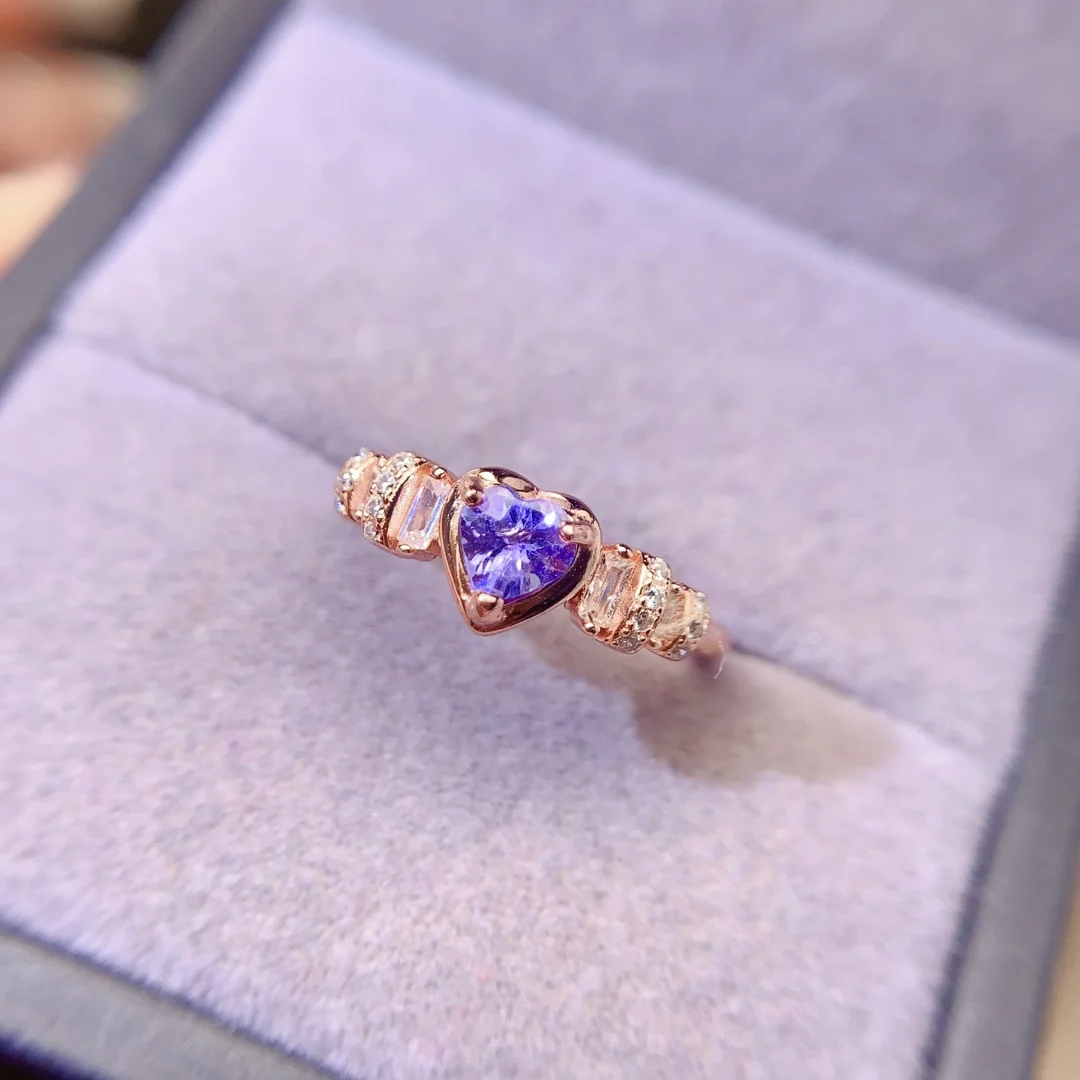Natural Tanzanite Heart Ring - view 3