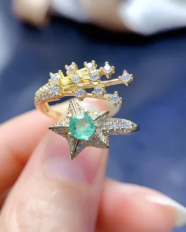 Natural Emerald Starburst Ring