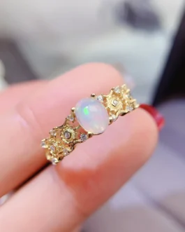 Natural Opal Fashion Halo Ring