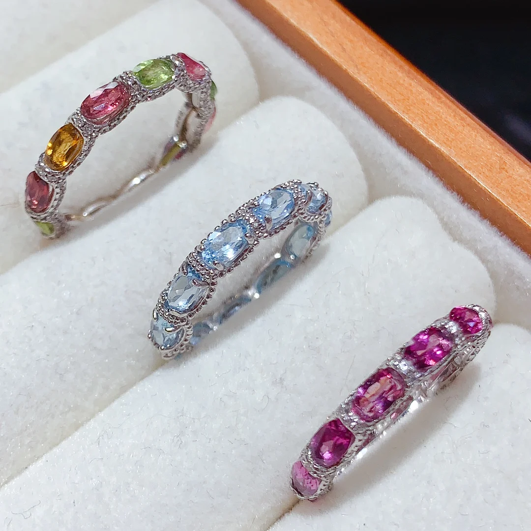 Natural Gemstone Oval Eternity Ring - view 1