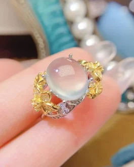 Natural Prehnite Gold Fine Ring