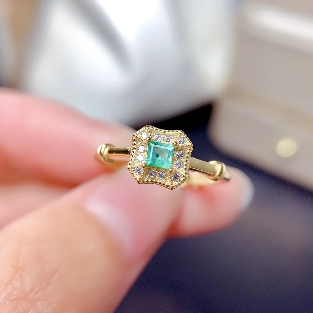 Natural Emerald Square Halo Set - view 3