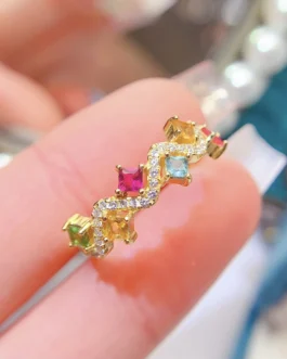 Natural Sapphire Gold Plated Ring