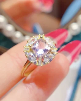 Natural Morganite Dainty Band Ring